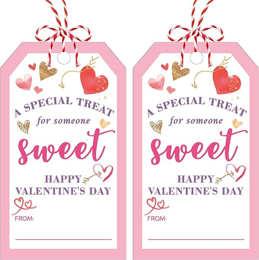 50Pcs Valentines Day Gift Tags - Happy Valentine's Day Tags with String, A Special Treat for Someone Sweet Tag for Gift Wrapping, Valentine's Day Decoration