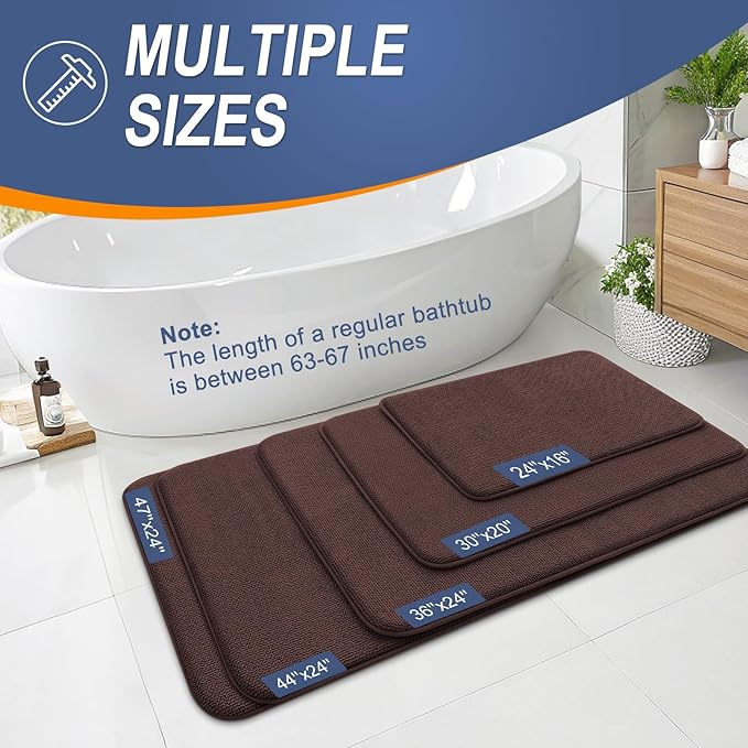 OLANLY Thick Memory Foam Bath Mats Rugs 50x30, Extra Soft Absorbent Bathroom Rug, Quick Dry Bath Mat, Non-Slip, Machine Washable Carpet for Bathroom, Tub and Shower, Home Decor Accessories, Brown