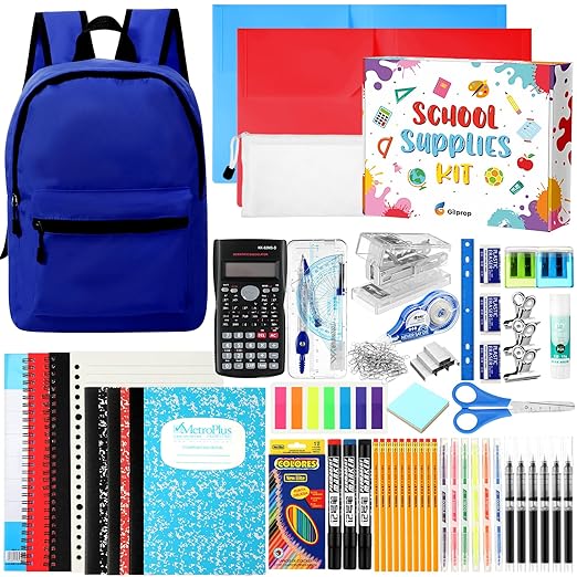 126 Pcs Christmas Middle High School Supplies Kit with Backpack for Student 7-12 Grades, School Supplies Bulk Bundle Essential Notebook Calculator for Xmas Holiday Gifts(Navy Blue)