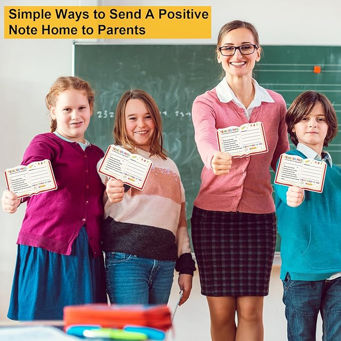 50Pcs Teacher Mail Notes to Parents, Happy Mail from Teacher, Brag Cards for Students Behavior Classroom Must Haves to Send Home for Preschool Kindergarten Elementary School Supplies (Book)