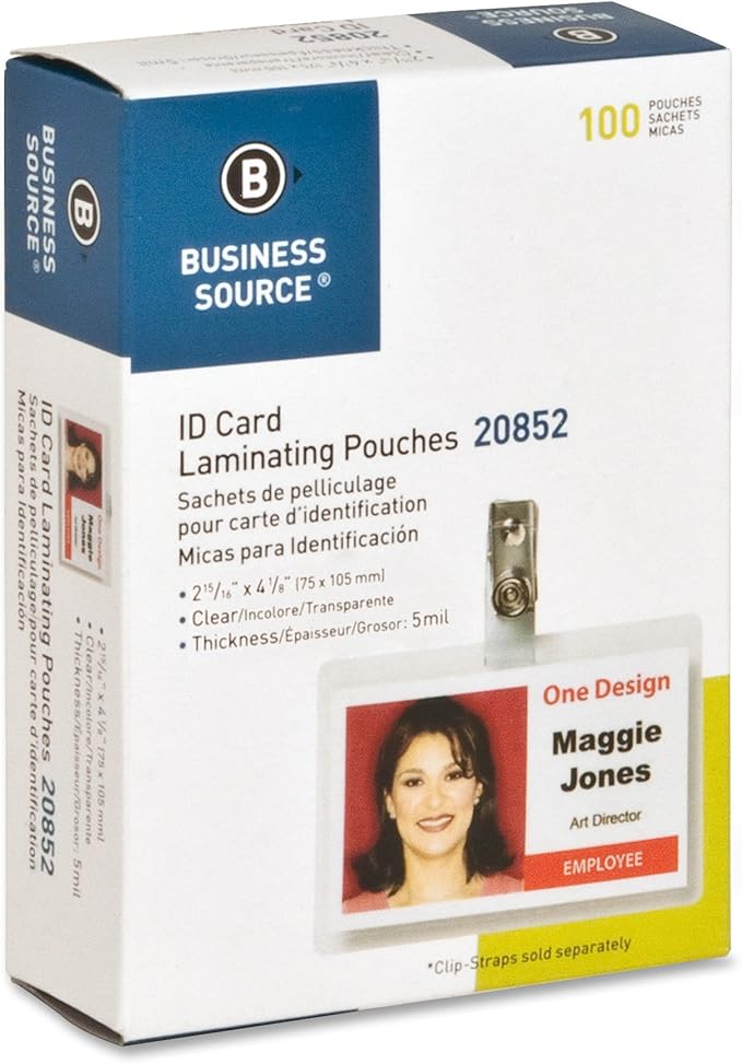 Business Source Government-Size Card Laminating Pouches - Box of 100