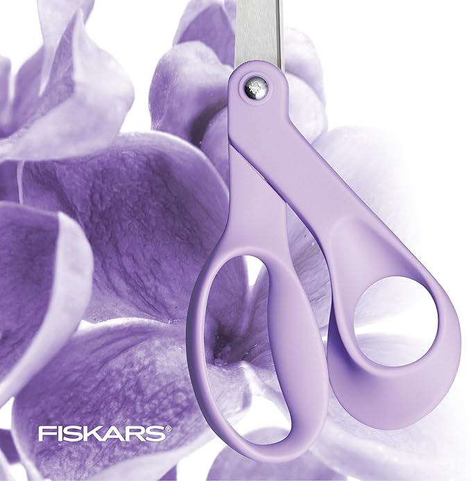 Fiskars Ultra Lilac Scissors, Explore Design Collection, High-Grade Stainless Steel Blades and Ergonomic Handles for Arts and Crafts