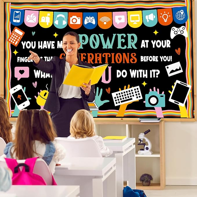 Computer Science Bulletin Board Set Inspirational Technology Digital Classroom Decoration Mental Health Growth Mindset Paper Cutouts Computer Lab Bulletin Board for School Office Home Wall Door Decor
