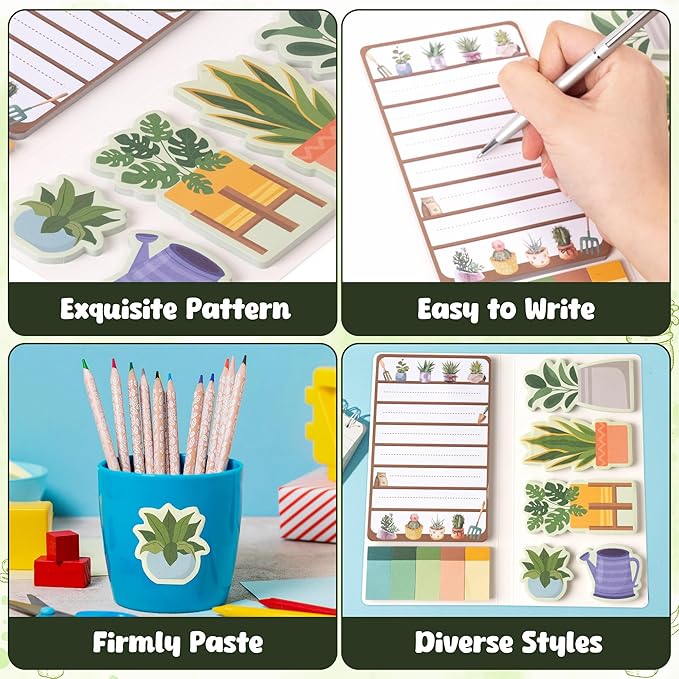 B1ykin Cute Sticky Notes Set - I Wet My Plants Self-Stick Notes Pad, 550 Sheets Writing Memo Pages Sticky Notepad for Teacher Appreciation Gifts, School Office Party Favors Supplies (Plant Lovers)