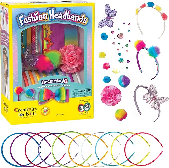 Creativity for Kids Fashion Headband Making Kit - Makes 10 DIY Headbands, Arts and Craft Kits, Kids Activities, Birthday Gifts for Girls (Ages 5+)