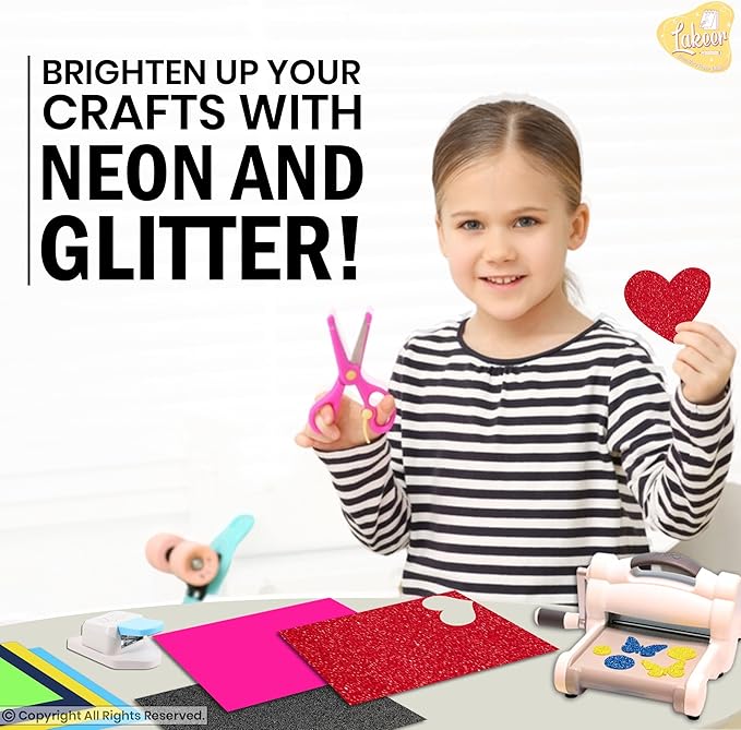 Combo Pack A4 Neon & Glitter Eva Foam Sheets - 50 Neon + 10 Glitter Sheets - Scrapbooking, Craft & Decorations
