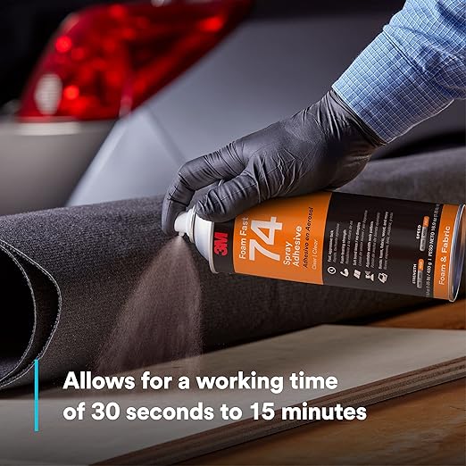 3M Foam Fast Spray Adhesive 74, Clear Color, High Strength Bonding, Fabric Adhesive, 24 fl oz Can, 16.9 oz (480 g) Net Wt, NOT FOR SALE IN CA AND OTHER STATES