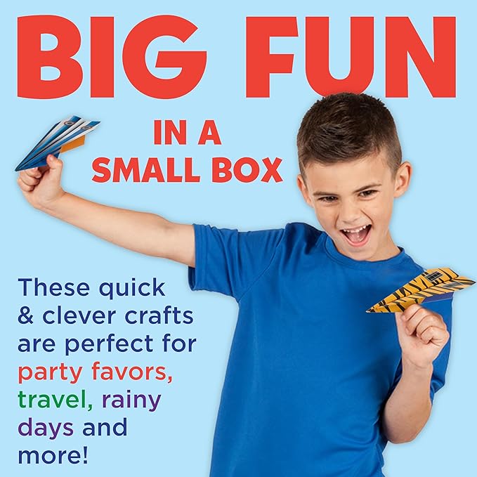 Creativity for Kids Paper Airplane Squadron - Create 20 Paper Airplanes, Mini Craft Kit for Boys, Easter Basket Stuffers and Gift for Boys, Kids Activities (Ages 6+)