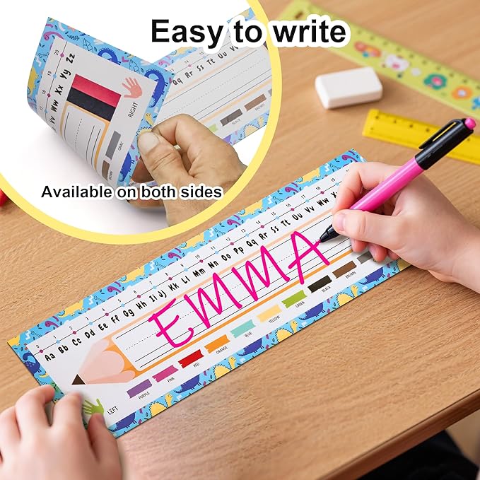 20 Colorful Students Name Plates and and Nameplates Pocket for Desks - Self-Adhesive Desk Name Tags for Classroom, Student Name Plates for Kids, Teacher Supplies, School Labels, Locker & Desk