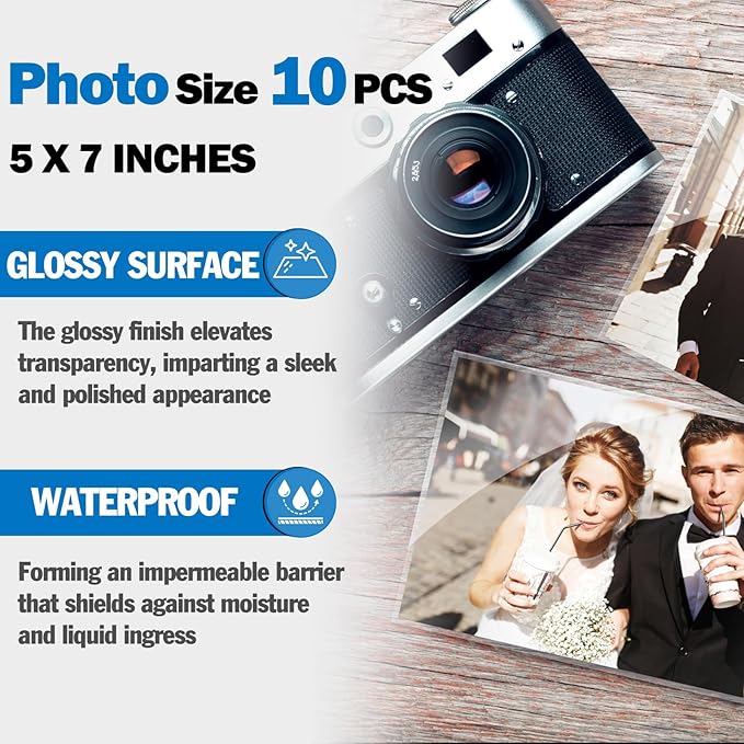 Everest Self Seal Laminating Pouches, Self Sealing for Photo Cards 5 x7 Inch Size, Waterproof After Laminating, 10 Mil Thick, Gloss Finish, No Machine Neede (10, 5x7)