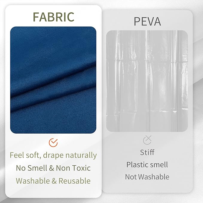 ALYVIA SPRING Long Fabric Shower Curtain Liner Waterproof - 72" x 78", Soft & Lightweight Long Shower Curtain with 3 Magnets, Machine Washable - 72x78, Navy