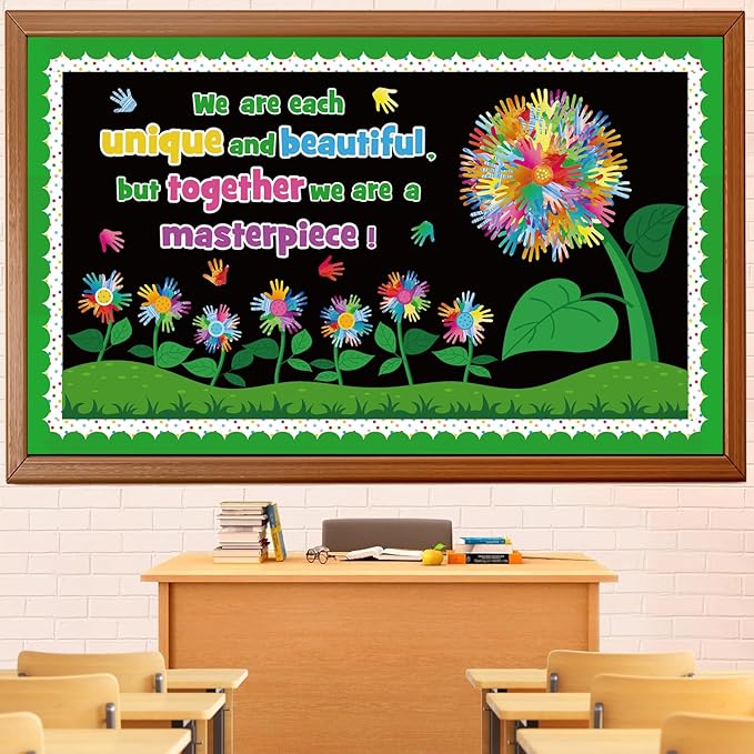 Spring Flowers Bulletin Board Decorations Set, Spring Tree Bulletin Board Classroom Decoration Watercolor Handprint Flowers Cutouts Library Home Window Wall Party Decor for Teacher