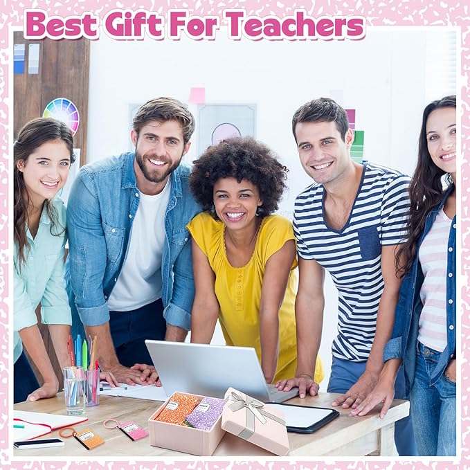 Cutecrop 15 Pcs Teacher Appreciation Gifts Bulk Valentines Funny Teacher Socks for Women Men Thank You Pens Composition Notebook Keychains for Holiday Party Supplies