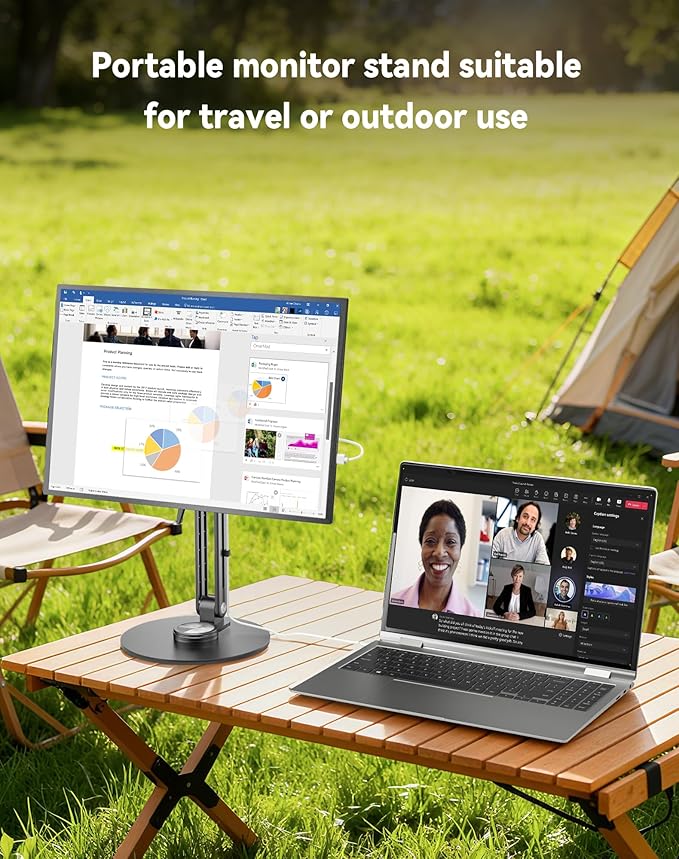 Jakeko Magnetic Portable Monitor Stand 15.6" - up to 16" 18.5" 22 inch Tablet Holder for iPad VESA Mount 75mm for Desk Adjustable Foldable 360° Swivel
