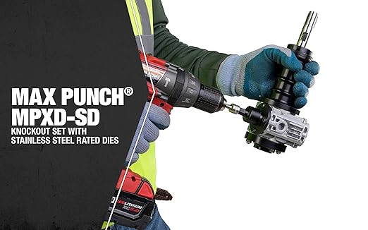 Southwire Knockout Punch Driver Kit - Fast, Accurate Hole Cuts with Cordless Drill - Removable Draw Studs - No Hydraulics - Compact Aluminum Design - 1/2-Inch to 2-Inch Set with Drive Unit