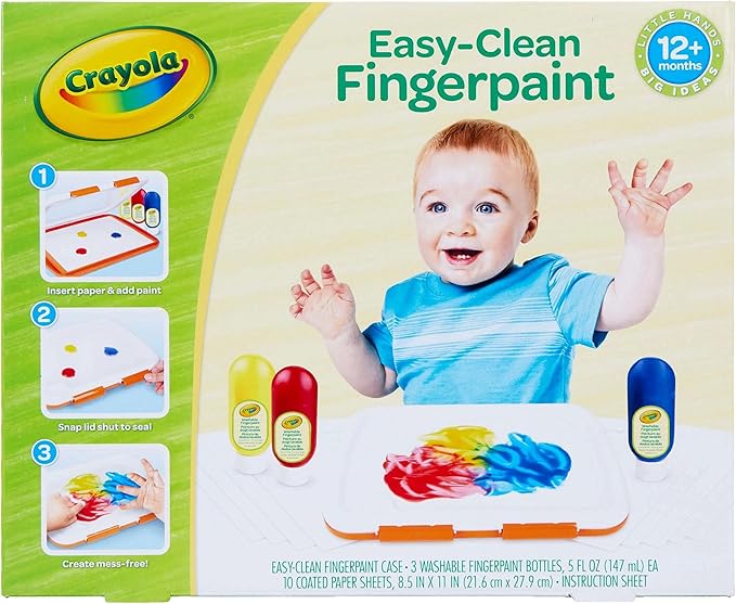 Crayola Mess Free Finger Painting Station – Washable Finger Paint for Toddlers, Essential Easter Basket Stuffers, Spring Arts & Crafts Set, Sensory Activity, Travel Toy, Ages 1+