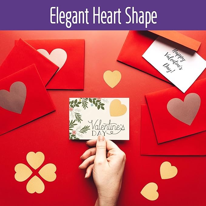 500 Heart Shaped Kraft Stickers, Natural Brown Round Blank Labels with Permanent Adhesive Color Code Kraft Stickers with Perforation Line for Crafts, Organizing, Personal and Business Use (Each 1")