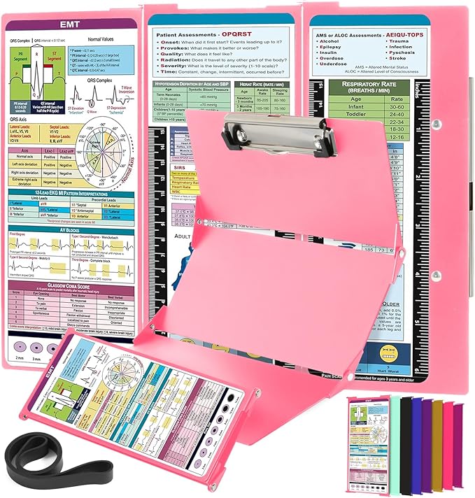 Nursing Clipboard EMT Edition - 3 Layers Aluminum Foldable Nurse Clipboard Nursing Student Essentials - Foldable Clipb oard Nursing Trifold Nursing School Essentials