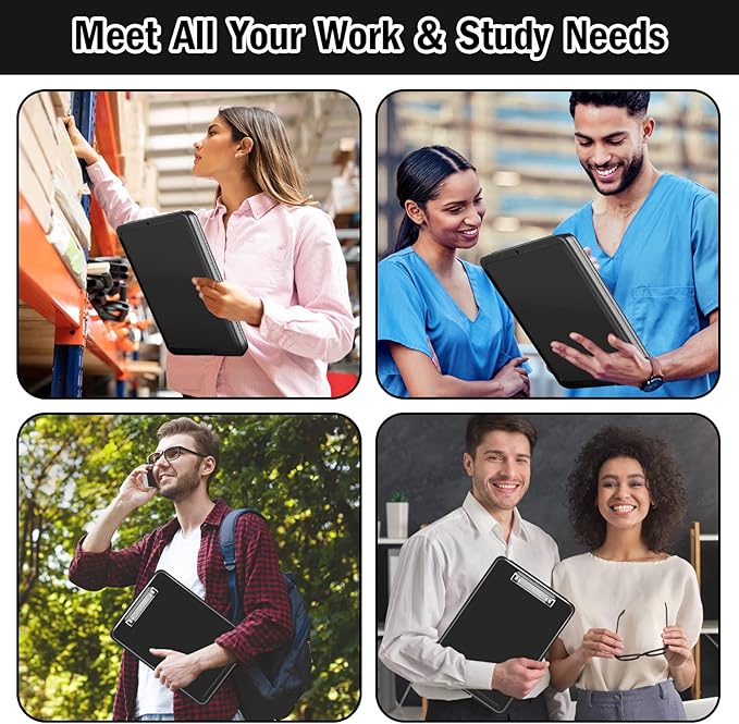 Clipboard with Storage, Clipboards 8.5x11 with Storage, Nursing Clip Board Foldable, Smooth Writing with Pen Holder Clipboards, High Capacity Storage Clip Board for Office Storage, Nurse(Black)