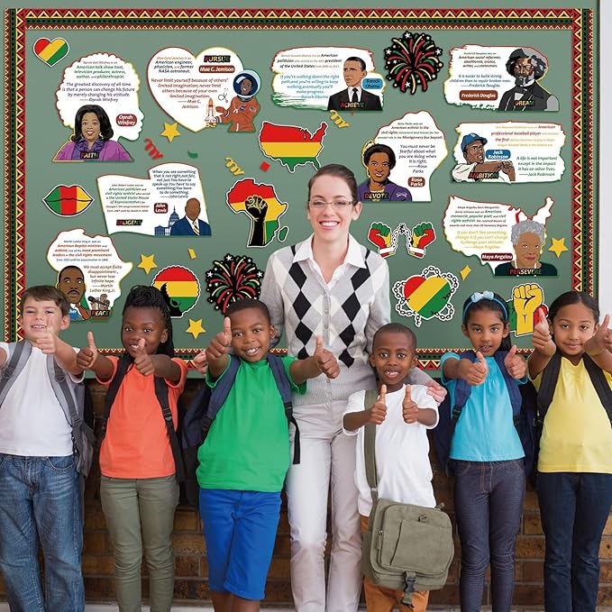 gisgfim Black History Month Bulletin Board Decoration Set African American Inspirational Borders Cutouts for Classroom School Bulletin Board Craft Home Wall(Black History Month)