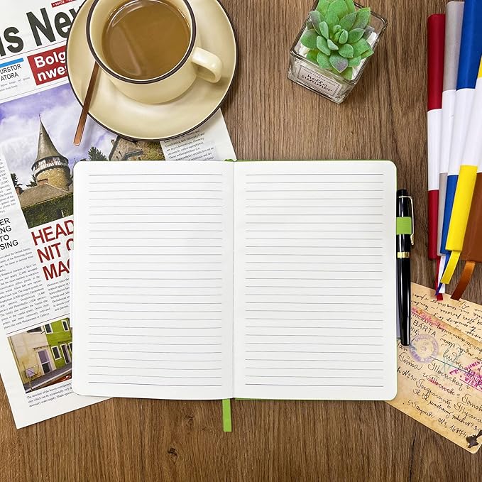 Notebook Journal, College Ruled Notebook Lined A5 160 Pages,Hard Cover Journals for Writing, Notebooks for Work Office School Women Men,5.7 inches x 8.4 inches(Green)