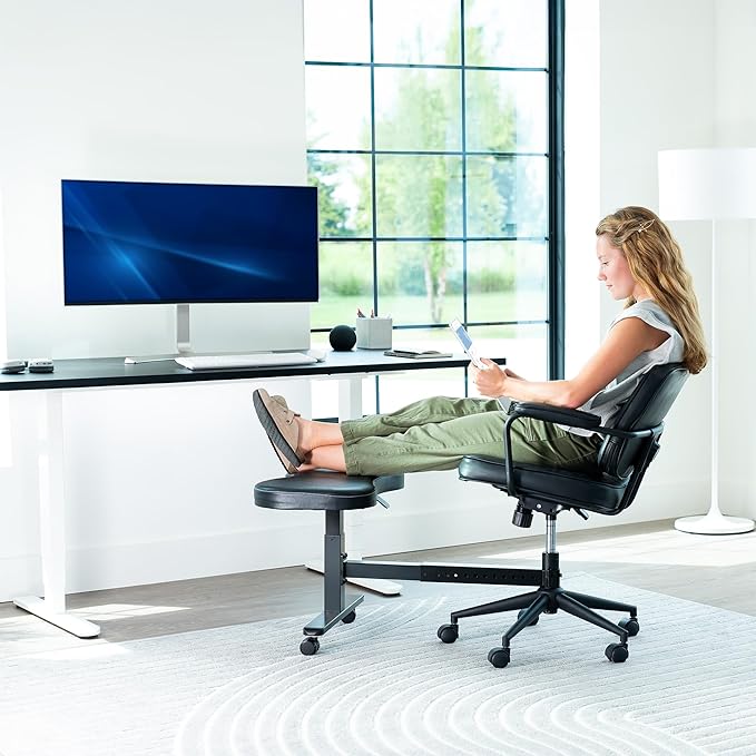 VIVO Height Adjustable Retrofit Footrest for Office Chair, Cushion Attachment Fits 2 inch Cylinders, Cross-Legged Sitting Option, Holds 242 lbs, Black, Chair-REST1