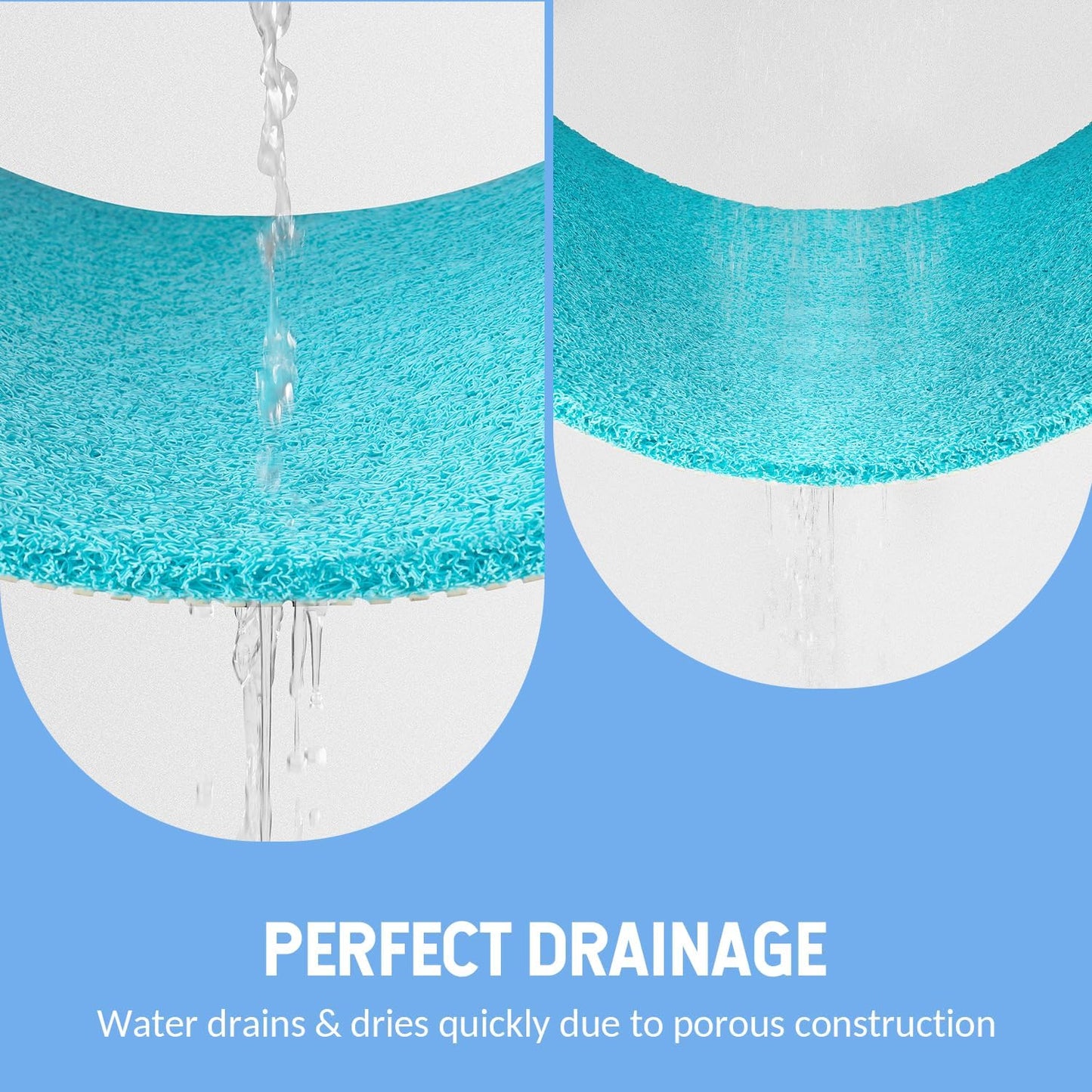 Non-Slip Bathtub Mat, Anti Slip Shower Mat, Fast Drying Bathtub Mats, Foot Scrubber Mat, Anti Slip Mat for Tub, Floor, Bathroom, Kitchen, Home, Hotel (Turquoise Blue 36"×24")