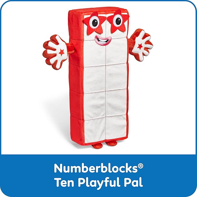 hand2mind Numberblock Ten Playful Pal, Plush Figure Toys, Numbers for Toddlers, Cute Stuffies, Preschool Math Learning Toys, Stuffed Animal, Small Plushies, Counting Blocks, Birthday Gifts for Kids