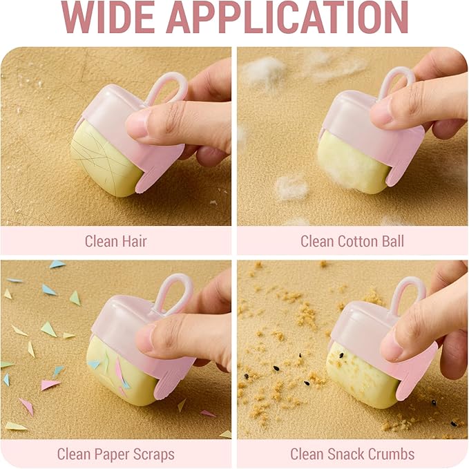 Mini Lint Roller,Washable Sticky Roller Reusable Lint Remover Portable Pet Hair Remover for Clothes,Travel Household (Pink+Pink)
