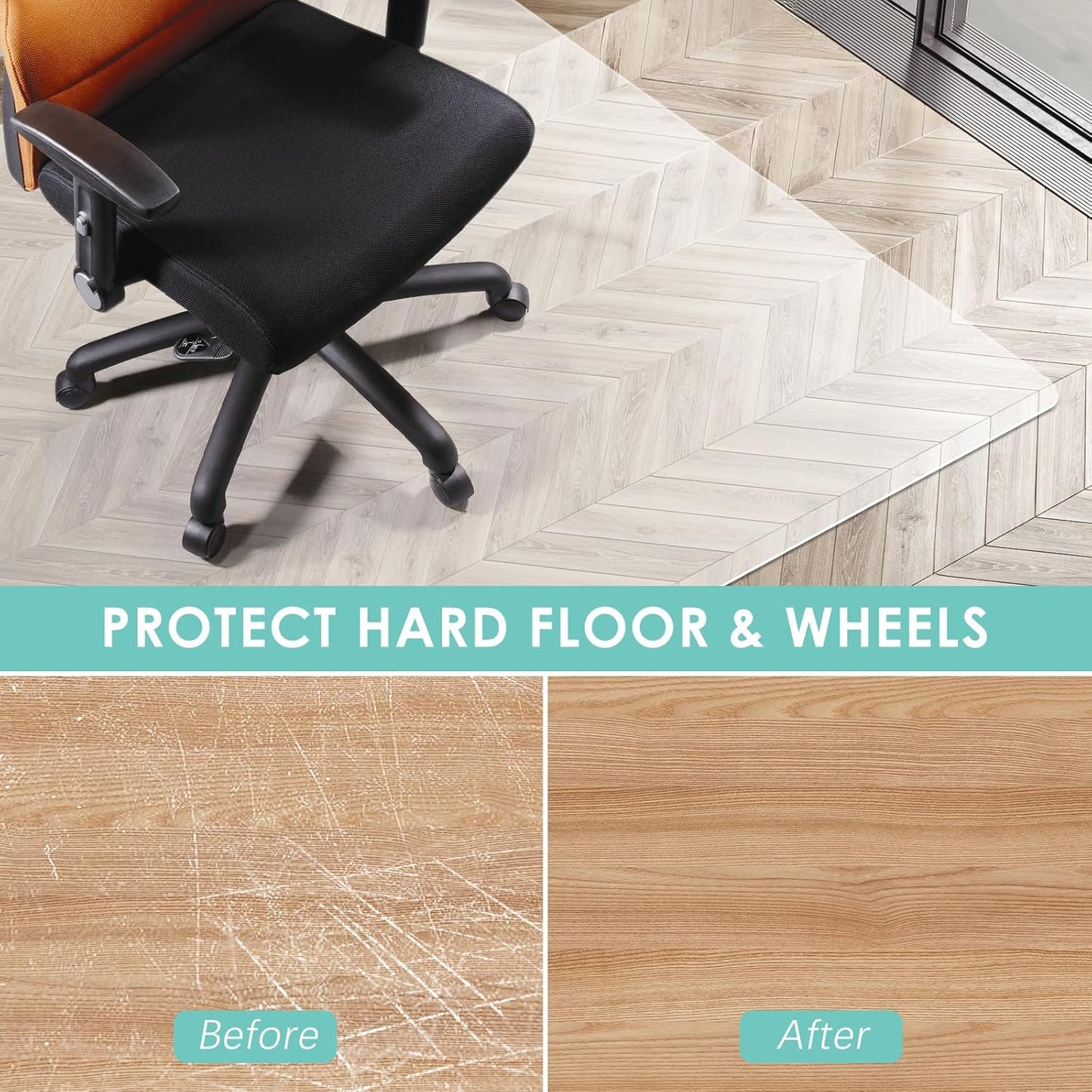 Vicwe Office Chair Mat for Hard Floor, 48"x36" Anti-Slip PVC Computer Chair Mat, Easy Glide for Chairs, Multi-Purpose Floor Protector Desk Chair Mat for Home Office