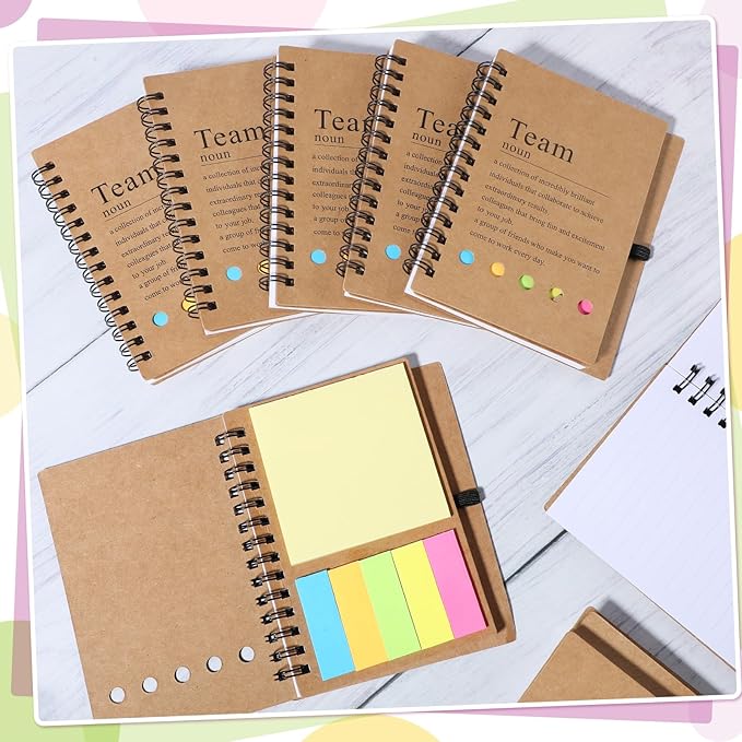24 Pcs Employee Appreciation Gifts Bulk Team Recognition Notebooks with Sticky Notes Staff Thank You Gifts for Social Worker Teacher Nurse Coworker Office Motivation Set (Brown)