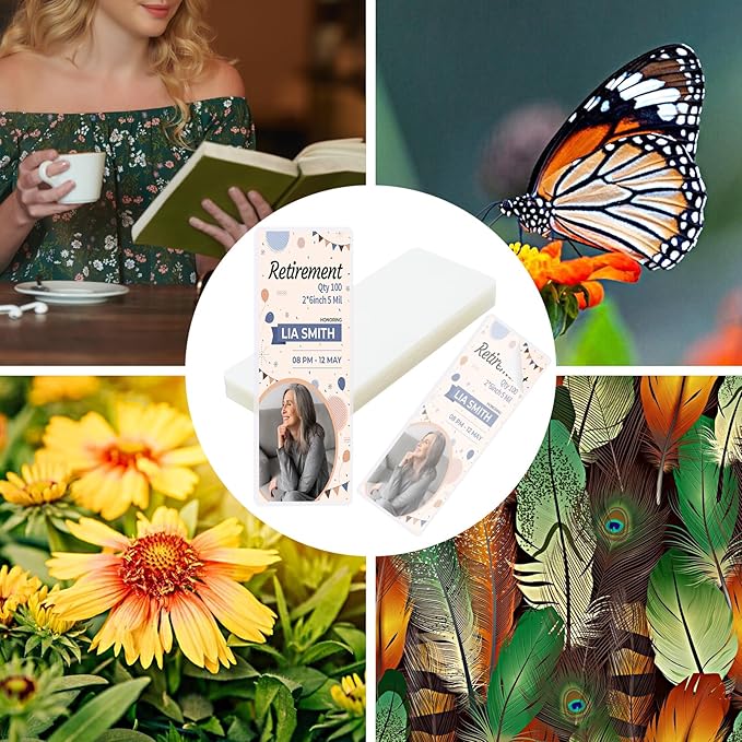 100 Pieces Bookmark Laminating Pouches 2x6 Hot Laminator Sleeves 5 Mil Photo Booth Frames for Book Lovers Nature Lovers (100, 2x6 Inch)