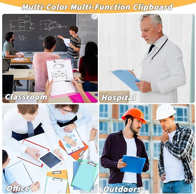 20 Pcs Plastic Clipboards Bulk with Scale Lines 20 Assorted Colors Clear Colored Clip Board 12.5 x 9 in Standard A4 Letter Size Low Profile Clipboard Portable for Classroom Office Supplies Students