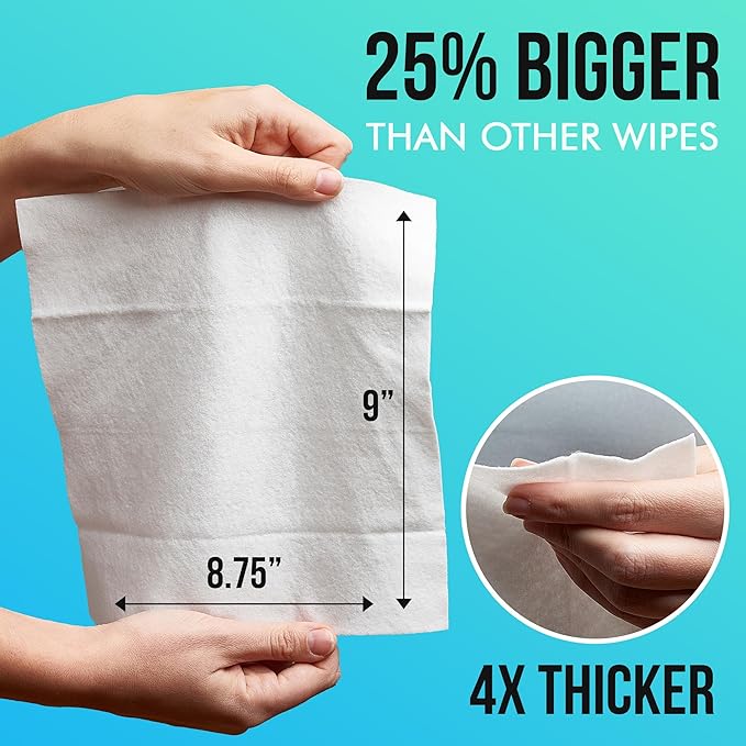 Extra Large Bath Wipes for Adults No Rinse - 80 Disposable Body Cleansing Cloths for Men, Women & Elderly - Great for Gym, Camping, Post Surgery