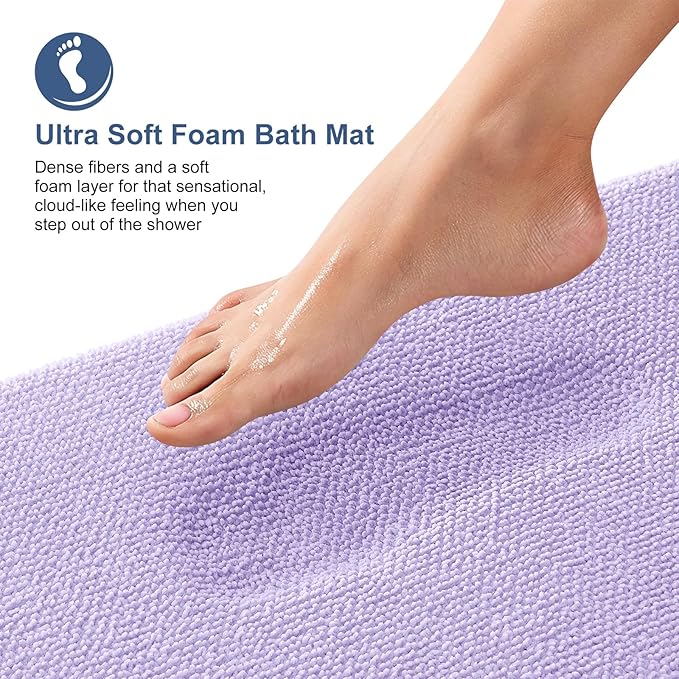 OLANLY Thick Memory Foam Bath Mat Rug 44x24, Extra Soft Absorbent Bathroom Rug, Quick Dry Bath Mats, Non-Slip, Machine Washable Carpet for Bathroom, Tub and Shower, Home Decor Accessories, Lavender
