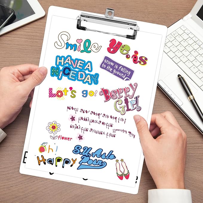 Plastic A4 Clipboards, Cute Fashion Clipboard Decorative, 12.2" x 8.7" Standard A4 Size Clipboards, Plastic Acrylic Clipboard for Teacher, Social Worker, Students,Women, Office Supplies (I'm fine)