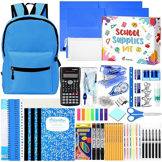 126 Pcs Christmas Middle High School Supplies Kit with Backpack for Student 7-12 Grades, School Supplies Bulk Bundle Essential Notebook Calculator for Xmas Holiday Gifts(Blue Aesthetics)
