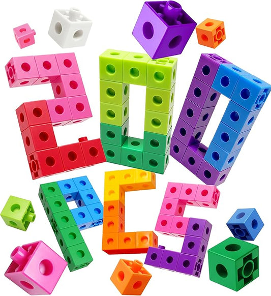 Dotimo Math Linking Cubes, Set of 200 Math Cubes Manipulative Connecting and Counting Snap Blocks for Early Math and Construction, Educational Toy for Preschool, Kindergarten, Homeschool (200-Cubes)