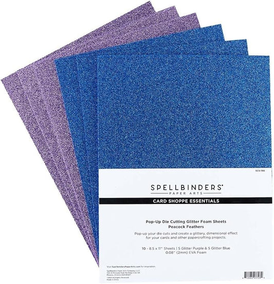 SPELLBINDERS PAPERCRAFTS, INC Foam Sheets 10/PKG, Peacock Feathers-Purple & Blue