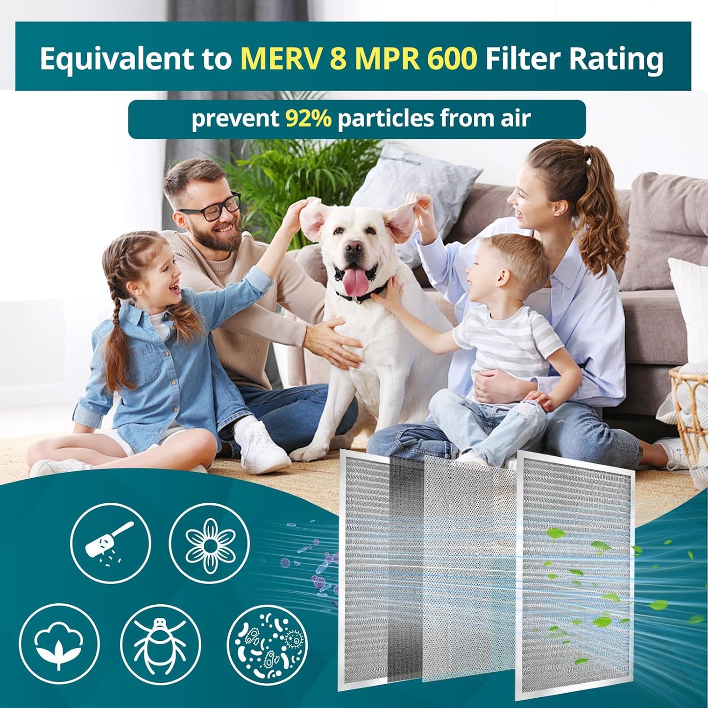 Torjim 20x20x1 MERV8 Washable & Reusable Electrostatic Air Filter - AC/HVAC Furnace Filter, Permanent, Breathe Fresher, Easy Install