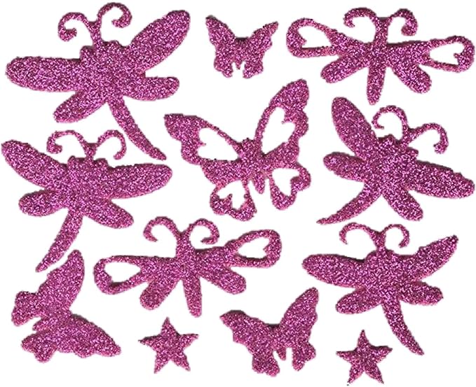 Go Create! 3 Sheets of Glitter Foam Stickers ~ Butterflies, Stars, & Dragonflies
