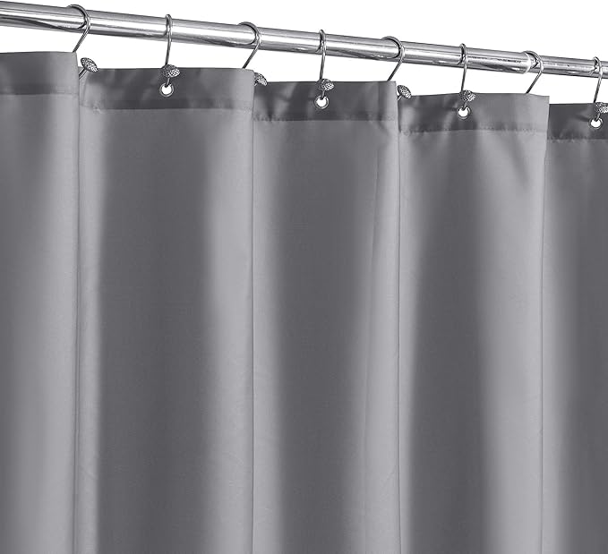 N&Y HOME Fabric Shower Curtain or Liner with Magnets - Grey Shower Curtain for Bathroom with Hotel Quality, Machine Washable, Water Repellent - Gray, 72x72