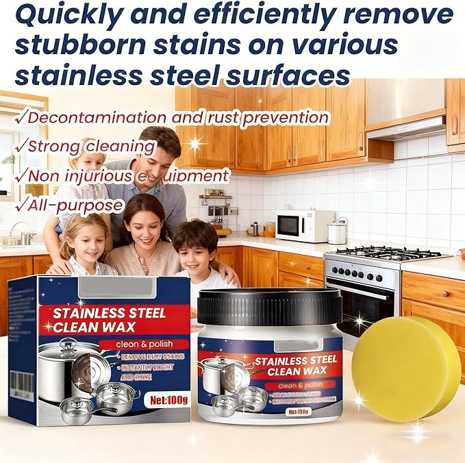 Multi-Purpose Stainless Steel Scratch Eraser, Stainless Steel Scratch Remover for Appliances, 2026 New Clean Wax Paste for Oven, Sink, Cookware, Scuffs and Restores Shine (1 pcs)