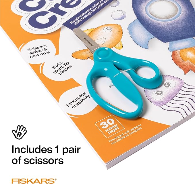 Fiskars Cut & Create Activity Book with 5" Kids Scissors, Ages 4+