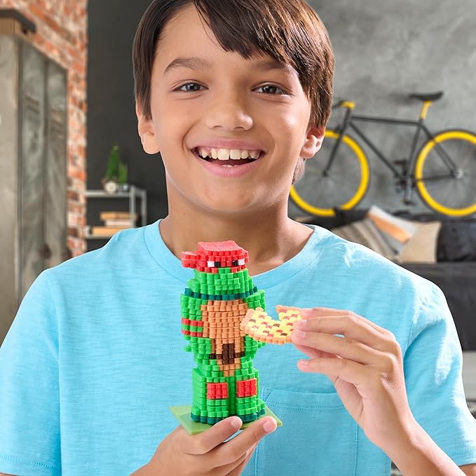 TMNT Pixel Creations Bead Kit Teenage Mutant Ninja Turtles Craft Set with 2500 Beads, Pegboards & Templates Ideal for Birthday Gifts & Screen-Free Play DIY Art Activity for Kids Ages 6+