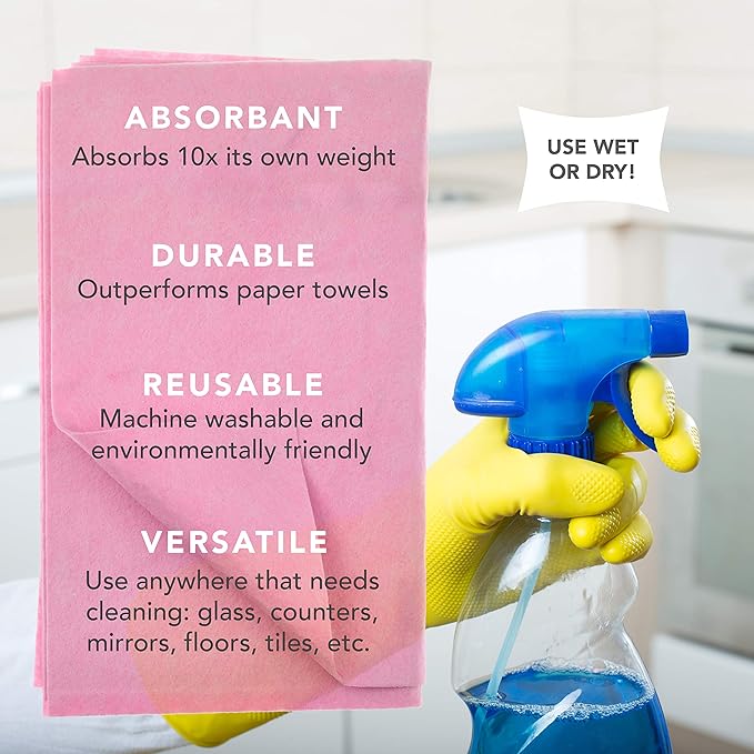 Cadie Kitchen and Bath Amazing Wipes - Absorbent and Reusable Cloth for Washing, Drying, Wiping in The Bathroom or Cuisine Surfaces | Cleaning Sink, Tiles, Bathtub, Walls, Mirror or Floors | 2-Pack