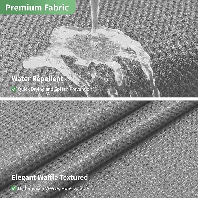 No Hook Waffle Weave Shower Curtain with Snap-in Fabric Liner Set,Grey Shower Curtains for Bathroom with See Through Top Window,Water Repellent & Washable,71Wx74H,Gray