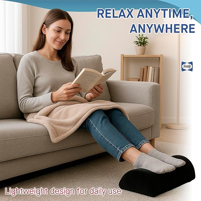 Sealy Foot Rest for Under Desk at Work – Ergonomic Foot-Stool, Foot-Rest for Couch – Versatile Footrest Underdesk for Office & Home, Small Foot-Rest for Chair, Heated Footrest Under Desk