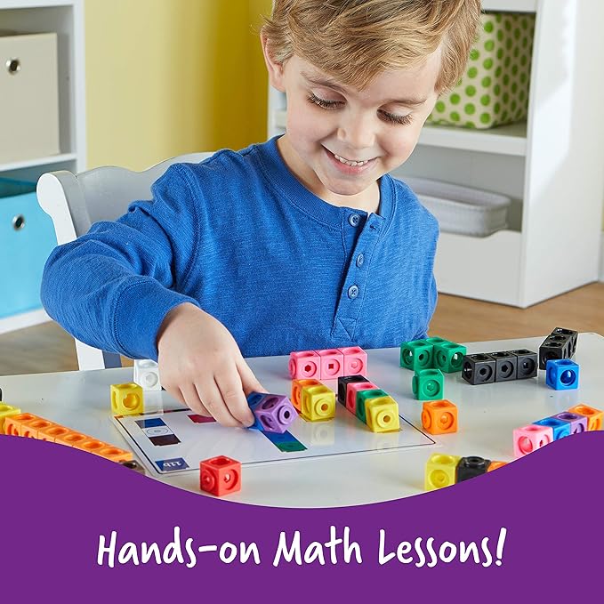 Learning Resources MathLink Cubes Early Math Activity Set - 115 Pieces, Ages 4+, Classroom Must Haves, Preschool Activities, Teacher School Supplies, Toddler Montessori Toys, Math Manipulatives