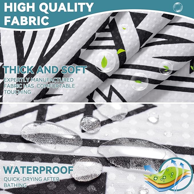 Conbo Mio Extra Long No Hook Waffle Weave Shower Curtain with Snap in Liner Set, Hotel Luxury Boho Shower Curtains for Bathroom with See Through Top Window, Waterproof, Washable 71W x 84H White
